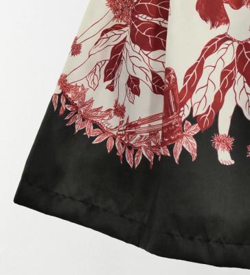 Hula Blouse & Pa'u Set-Up with Red Ginger & Strelitzia Print / Luxury Collection / J3096bk
