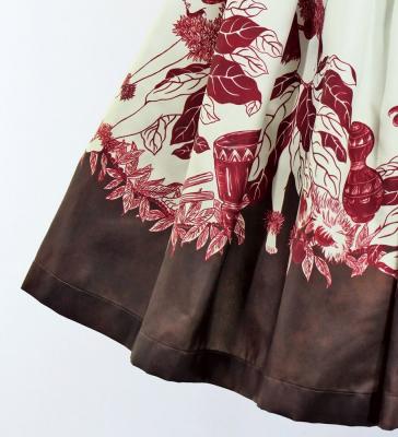 Hula Blouse & Pa'u Set-Up with Red Ginger & Strelitzia Print / Luxury Collection / J3096br