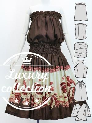 Hula Blouse & Pa'u Set-Up with Red Ginger & Strelitzia Print / Luxury Collection / J3096br