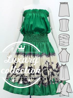 Hula Blouse & Pa'u Set-Up with Red Ginger & Strelitzia Print / Luxury Collection / J3096gr