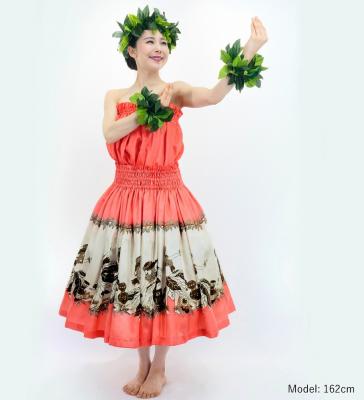 Hula Blouse & Pa'u Set-Up with Red Ginger & Strelitzia Print / Luxury Collection / J3096or