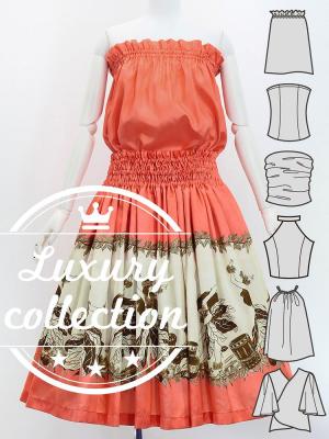 Hula Blouse & Pa'u Set-Up with Red Ginger & Strelitzia Print / Luxury Collection / J3096or