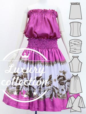 Hula Blouse & Pa'u Set-Up with Red Ginger & Strelitzia Print / Luxury Collection / J3096pi