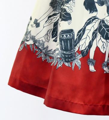 Hula Blouse & Pa'u Set-Up with Red Ginger & Strelitzia Print / Luxury Collection / J3096rd