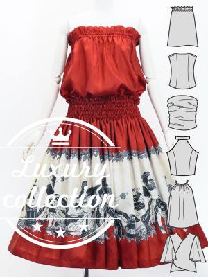 Hula Blouse & Pa'u Set-Up with Red Ginger & Strelitzia Print / Luxury Collection / J3096rd