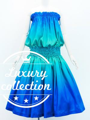 Hula Blouse & Pa'u Set-Up / Luxury Collection / Blue & Blue / J3098blbl