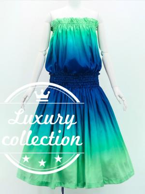 Hula Blouse & Pa'u Set-Up / Luxury Collection / Deep Blue & Light Green / J3098dbllgr