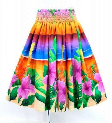 Hula Shantung Tube Top & Pa'u Set-Up with Hibiscus Print / Luxury Collection / J3099-3