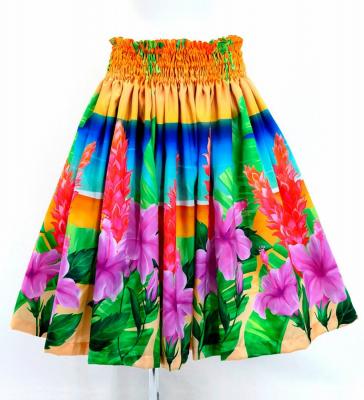 Hula Shantung Tube Top & Pa'u Set-Up with Hibiscus Print / Luxury Collection / J3099-4