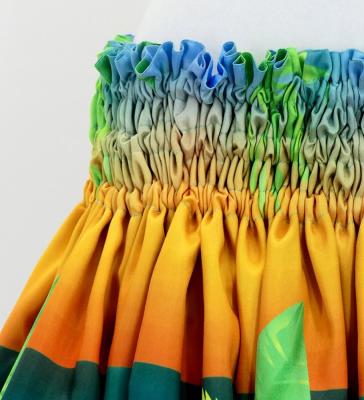 Hula Shantung Tube Top & Pa'u Set-Up with Hibiscus Print / Luxury Collection / J3099-8