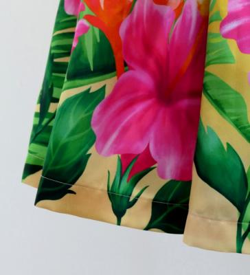 Hula Shantung Tube Top & Pa'u Set-Up with Hibiscus Print / Luxury Collection / J3099-8