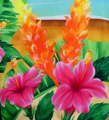 Hula Shantung Tube Top & Pa'u Set-Up with Hibiscus Print / Luxury Collection / J3099-8