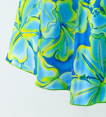 Hula Midi Dress with Hibiscus Print / Luxury Collection / Blue & Yellow Green / J3100blyegr