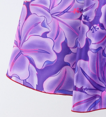 Hula Midi Dress with Hibiscus Print / Luxury Collection / Purple & Pink / J3100pupi