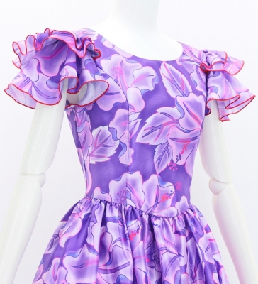 Hula Midi Dress with Hibiscus Print / Luxury Collection / Purple & Pink / J3100pupi