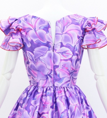 Hula Midi Dress with Hibiscus Print / Luxury Collection / Purple & Pink / J3100pupi