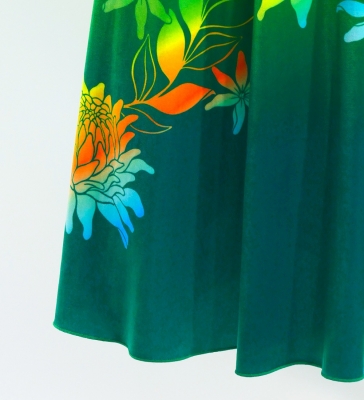 Hula One Shoulder Flare sleeve Long Dress with Velvet / Luxury Collection / Light Green & Green / J3102lgrgr
