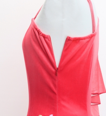 Hula One Shoulder Flare sleeve Long Dress with Velvet / Luxury Collection / Light Red & Red / J3102lrdrd