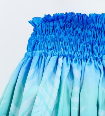 Hula Shantung Pa'u Skirt with Plumeria Lei Print / Luxury Collection / Light BL & BL / J3147lblbl