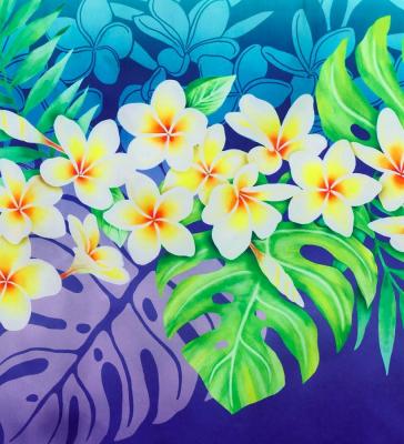 Hula Shantung Pa'u Skirt with Plumeria Lei Print / Luxury Collection / Light BL & BL / J3147lblbl