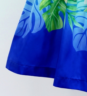 Hula Shantung Pa'u Skirt with Plumeria Lei Print / Luxury Collection / NV & BL / J3147nvbl