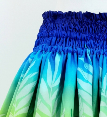 Hula Shantung Pa'u Skirt with Plumeria Lei Print / Luxury Collection / NV & BL / J3147nvbl