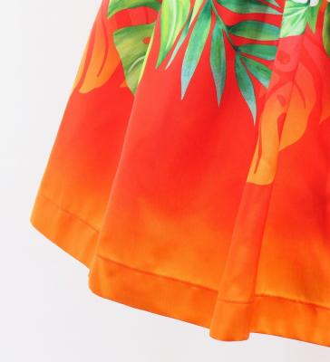 Hula Shantung Pa'u Skirt with Plumeria Lei Print / Luxury Collection / PI & OR / J3147pior
