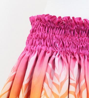 Hula Shantung Pa'u Skirt with Plumeria Lei Print / Luxury Collection / PI & OR / J3147pior