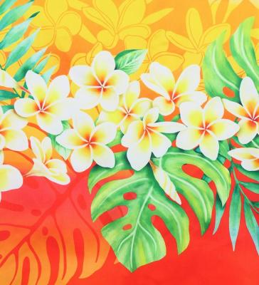 Hula Shantung Pa'u Skirt with Plumeria Lei Print / Luxury Collection / PI & OR / J3147pior