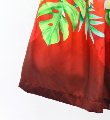 Hula Shantung Pa'u Skirt with Plumeria Lei Print / Luxury Collection / PU & RD / J3147purd