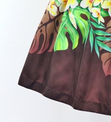 Hula Shantung Pa'u Skirt with Plumeria Lei Print / Luxury Collection / RD & BR / J3147rdbr