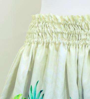 Hula Shantung Pa'u Skirt with Plumeria Lei Print / Luxury Collection / WH & BK / J3147whbk