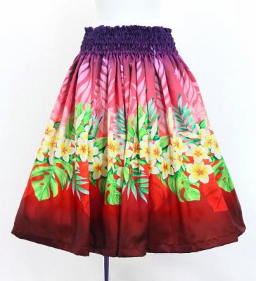 Hula Blouse & Pa'u Set-Up with Plumeria Lei Print / Luxury Collection / J3148purd