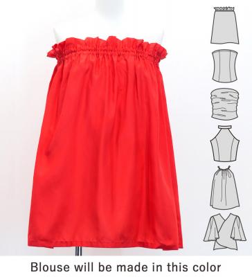 Hula Blouse & Pa'u Set-Up with Plumeria Lei Print / Luxury Collection / J3148rdbr
