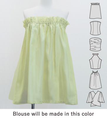 Hula Blouse & Pa'u Set-Up with Plumeria Lei Print / Luxury Collection / J3148whbk