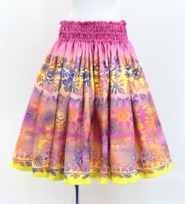 Hula Shantung Pa'u Skirt with Hawaiian Quilt Print / Luxury Collection / J3149-1