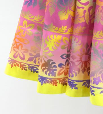 Hula Shantung Pa'u Skirt with Hawaiian Quilt Print / Luxury Collection / J3149-1