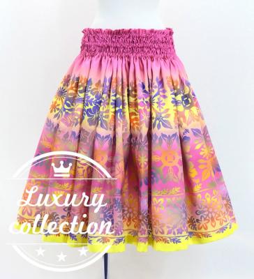 Hula Shantung Pa'u Skirt with Hawaiian Quilt Print / Luxury Collection / J3149-1