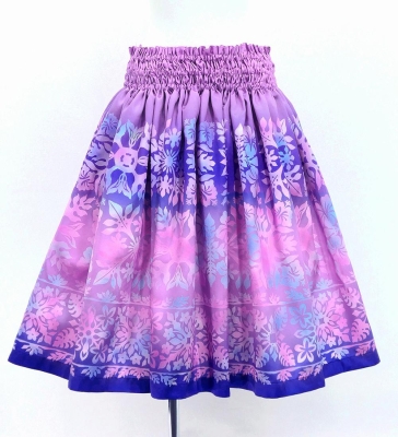 Hula Shantung Pa'u Skirt with Hawaiian Quilt Print / Luxury Collection / J3149-2