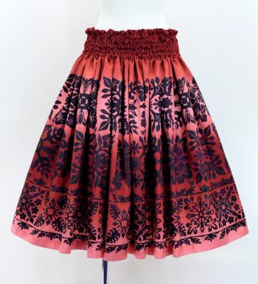 Hula Shantung Pa'u Skirt with Hawaiian Quilt Print / Luxury Collection / J3149-3