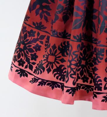 Hula Shantung Pa'u Skirt with Hawaiian Quilt Print / Luxury Collection / J3149-3