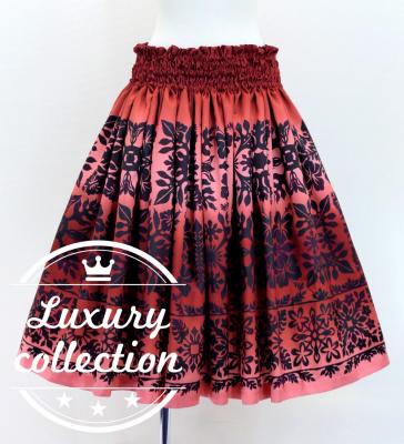 Hula Shantung Pa'u Skirt with Hawaiian Quilt Print / Luxury Collection / J3149-3