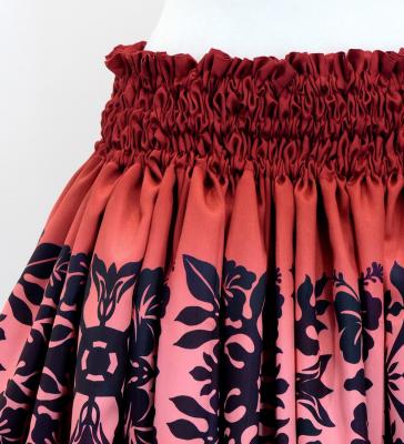 Hula Shantung Pa'u Skirt with Hawaiian Quilt Print / Luxury Collection / J3149-3