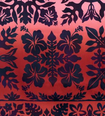 Hula Shantung Pa'u Skirt with Hawaiian Quilt Print / Luxury Collection / J3149-3