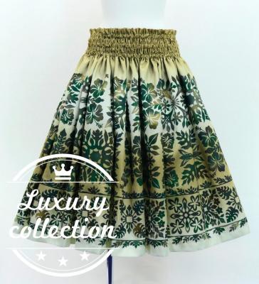Hula Shantung Pa'u Skirt with Hawaiian Quilt Print / Luxury Collection / J3149-4