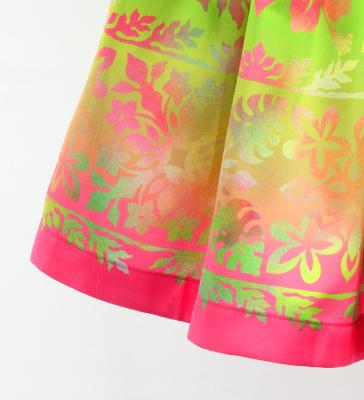 Hula Shantung Pa'u Skirt with Hawaiian Quilt Print / Luxury Collection / J3149-5