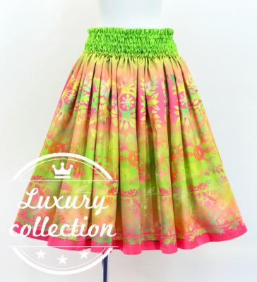 Hula Shantung Pa'u Skirt with Hawaiian Quilt Print / Luxury Collection / J3149-5