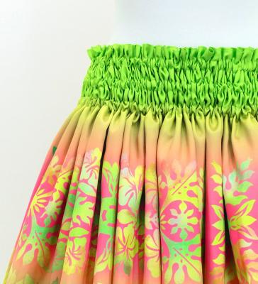 Hula Shantung Pa'u Skirt with Hawaiian Quilt Print / Luxury Collection / J3149-5