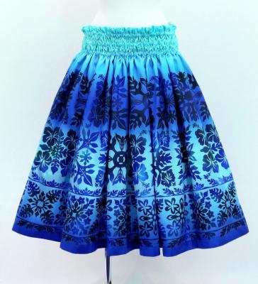Hula Shantung Pa'u Skirt with Hawaiian Quilt Print / Luxury Collection / J3149-6