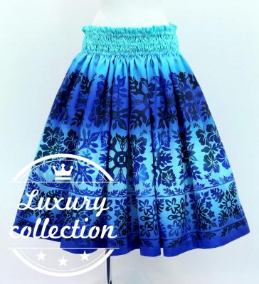 Hula Shantung Pa'u Skirt with Hawaiian Quilt Print / Luxury Collection / J3149-6